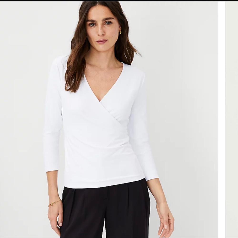 Ann Taylor Crossover Faux Wrap Top